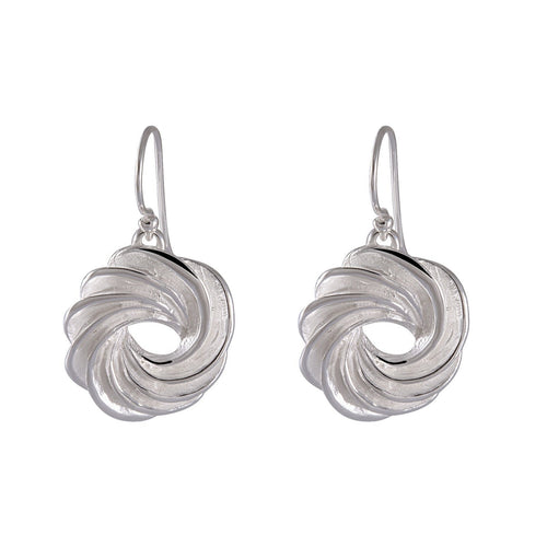 Sandblasted Silver Swirl Earrings - Sculptural Fluidity - Model 1252-002