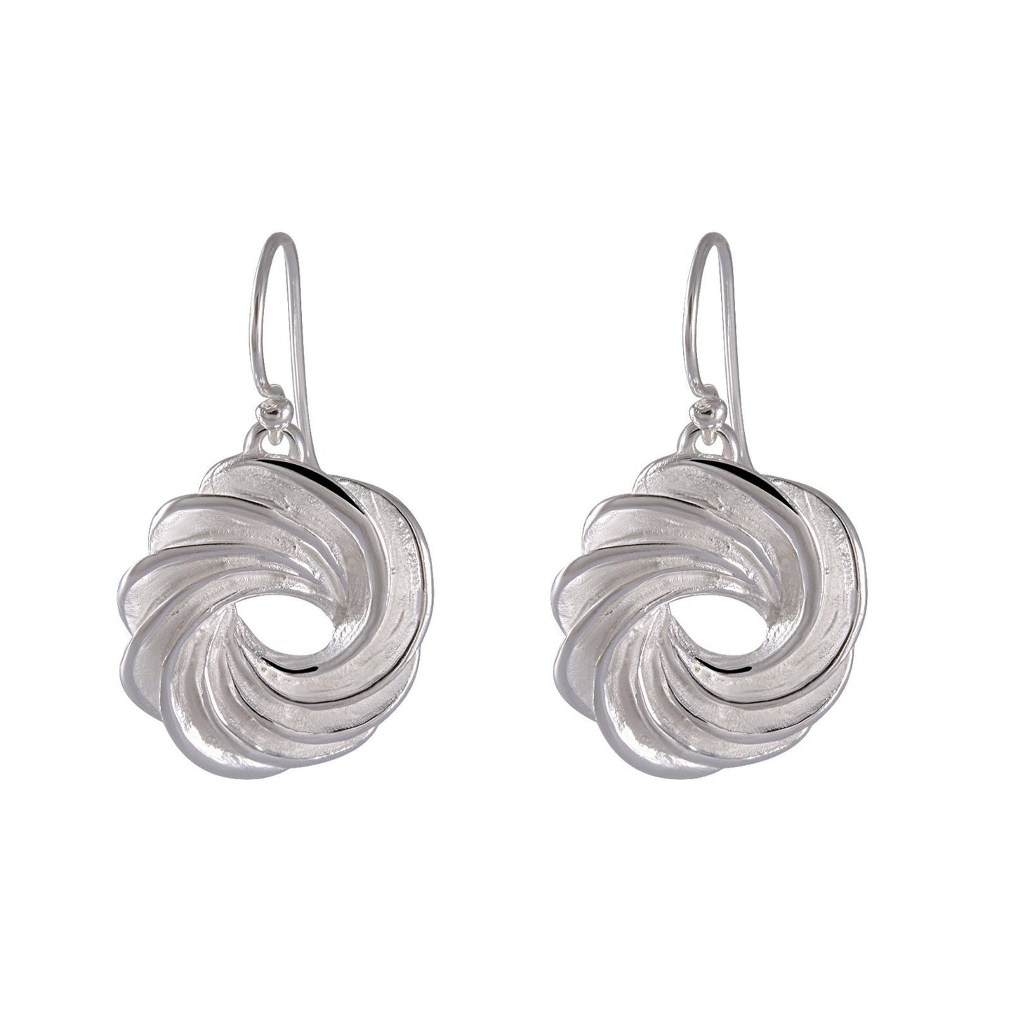 Sandblasted Silver Swirl Earrings - Sculptural Fluidity - Model 1252-002