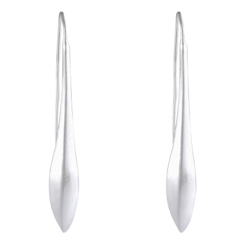Sleek Sandblasted Silver Teardrop Earrings - Modern Minimalist - Model 1252-003