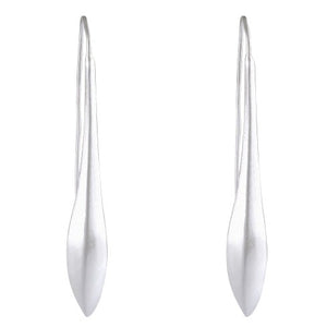 Sleek Sandblasted Silver Teardrop Earrings - Modern Minimalist - Model 1252-003