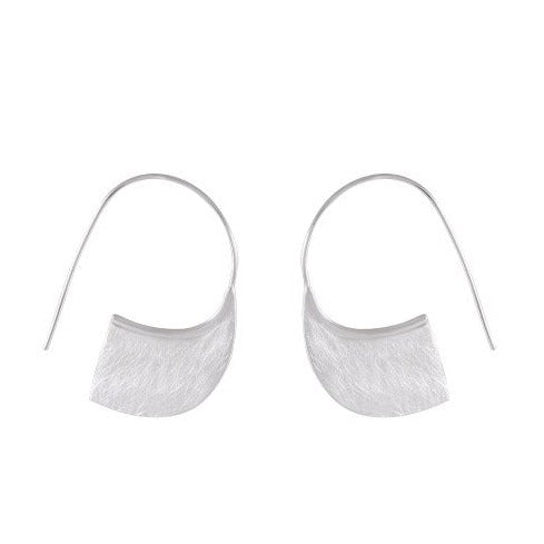 Sandblasted Silver Half-Moon Earrings - Textured Sophistication - Model 1252-005