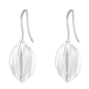 Large Sandblasted Silver Love Blossom Earrings - Botanical Romance - Model 1252-006