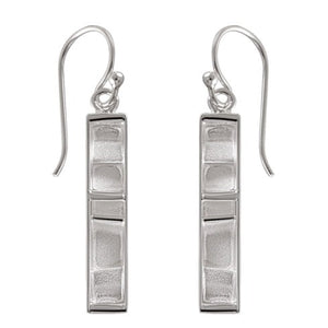Sandblasted Silver Geometric Bar Earrings - Architectural Elegance - Model 1252-007