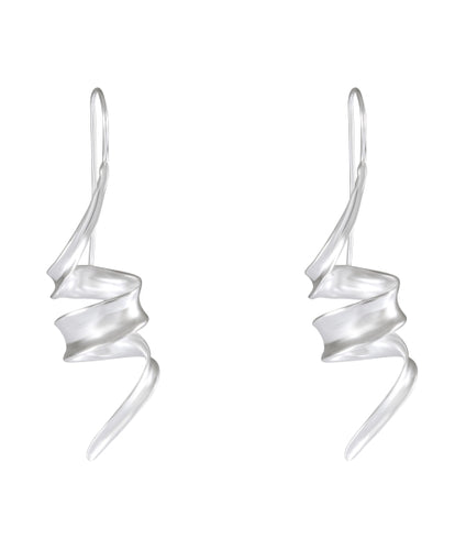 Spiral Elegance Sterling Silver Earrings - Sandblasted Twirl Design - Model 1252-014