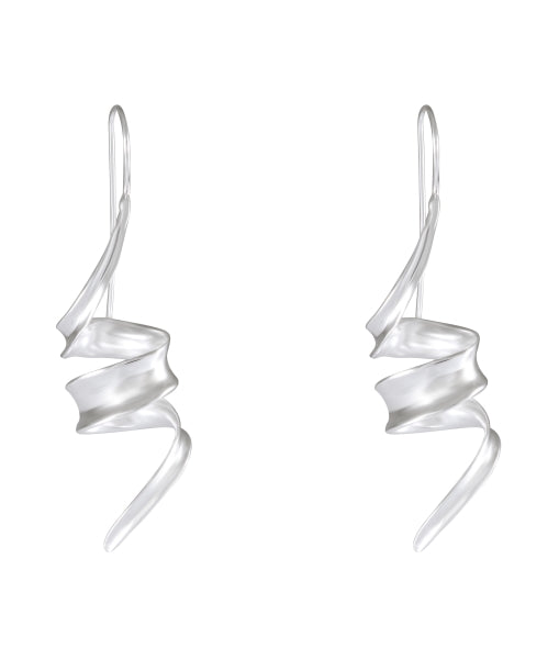 Spiral Elegance Sterling Silver Earrings - Sandblasted Twirl Design - Model 1252-014