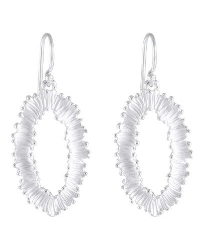 Radiant Ripple Sterling Silver Earrings - Sandblasted Wave Hoop Design - Model 1252-016