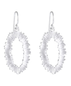 Radiant Ripple Sterling Silver Earrings - Sandblasted Wave Hoop Design - Model 1252-016