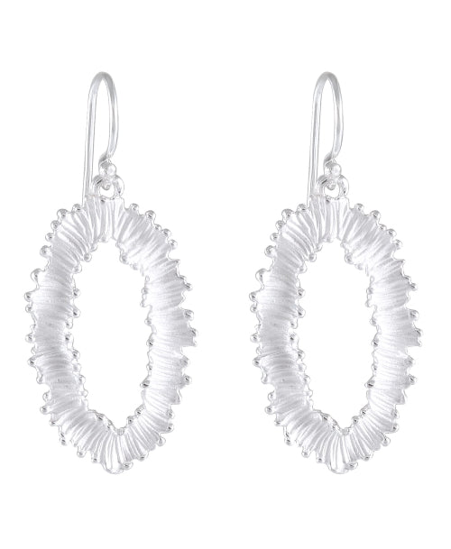 Radiant Ripple Sterling Silver Earrings - Sandblasted Wave Hoop Design - Model 1252-016