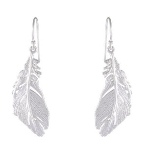 Featherlight Whisper Sterling Silver Earrings - Sandblasted Feather Design - Model 1252-017