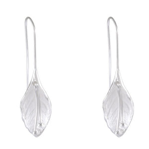 Nature's Essence Sterling Silver Earrings - Sandblasted Leaf Design - Model 1252-018