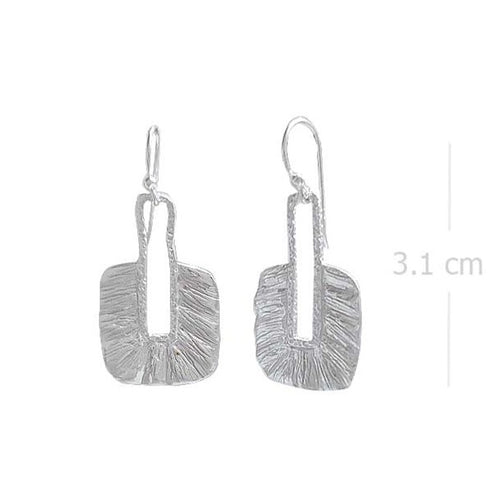 Textured Chic Sterling Silver Earrings - Sandblasted Abstract Design - Model 1252-021