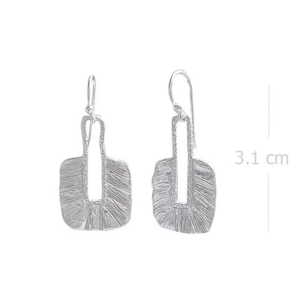 Textured Chic Sterling Silver Earrings - Sandblasted Abstract Design - Model 1252-021