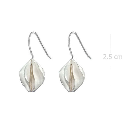 Silken Petal Sterling Silver Earrings - Sandblasted Leaf Motif - Model 1252-022