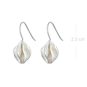 Silken Petal Sterling Silver Earrings - Sandblasted Leaf Motif - Model 1252-022