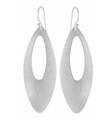 Contemporary Satin Sterling Silver Earrings - Sandblasted Oval Design - Model 1252-023