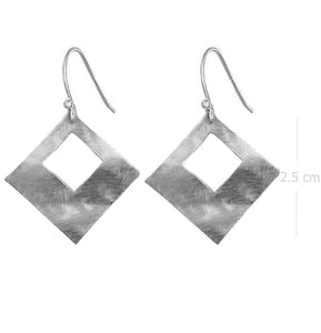 Modern Artisan Sterling Silver Earrings - Brushed and Sandblasted Square Design - Model 1252-026