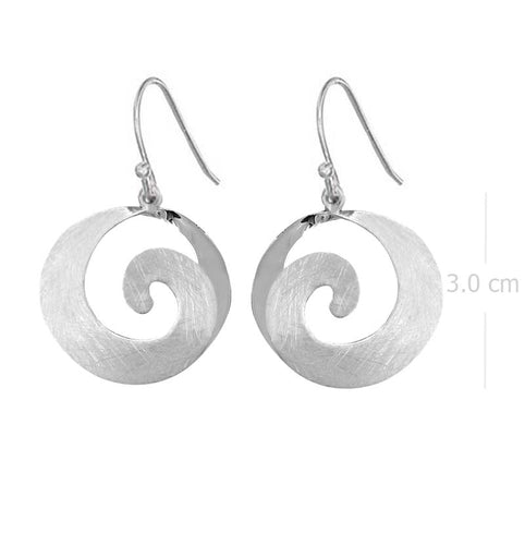 Spiral Elegance Sterling Silver Earrings - Sandblasted Surface Design - Model 1252-027