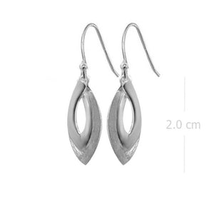 Abstract Silhouette Sterling Silver Earrings - Sandblasted Teardrop Design - Model 1252-028