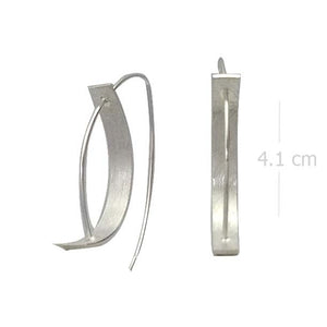 Sleek Minimalist Sterling Silver Earrings - Sandblasted Curve Design - Model 1252-030