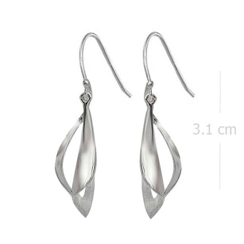 Twist of Sophistication Sterling Silver Earrings - Sandblasted Detail Design - Model 1252-031