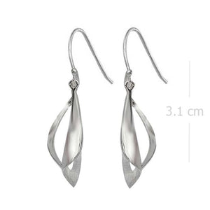 Twist of Sophistication Sterling Silver Earrings - Sandblasted Detail Design - Model 1252-031