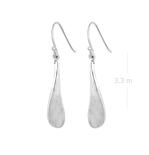 Classic Teardrop Sterling Silver Earrings - Sandblasted Texture Design - Model 1252-032