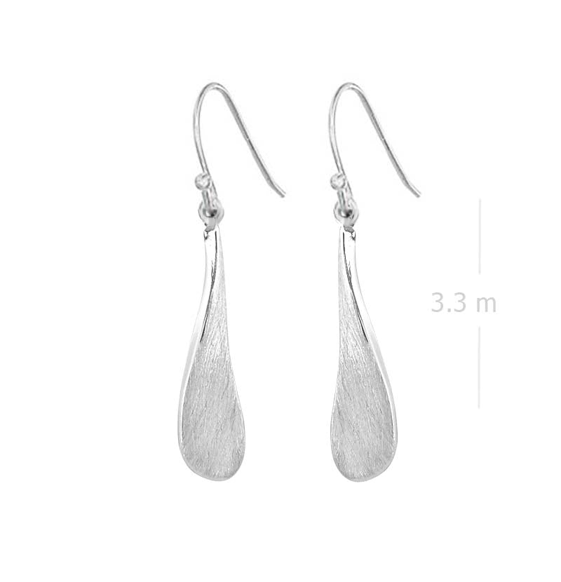 Classic Teardrop Sterling Silver Earrings - Sandblasted Texture Design - Model 1252-032