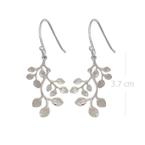 Artisanal Whispering Leaves Silver Dangle Earrings - Model 1252-033