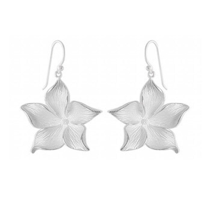 Silken Blossom Sandblasted Silver Earrings - Model 1252-034