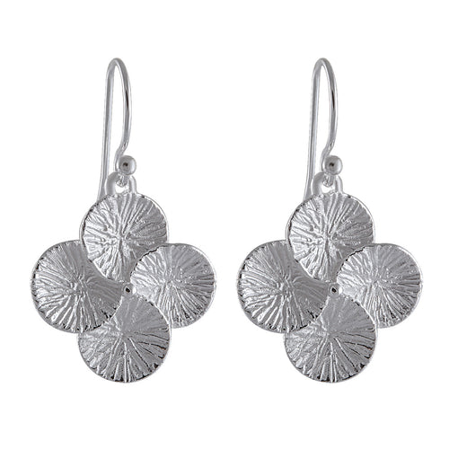 Radiant Flora Textured Silver Cluster Earrings - Model 1252-035