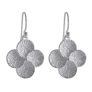 Radiant Flora Textured Silver Cluster Earrings - Model 1252-035