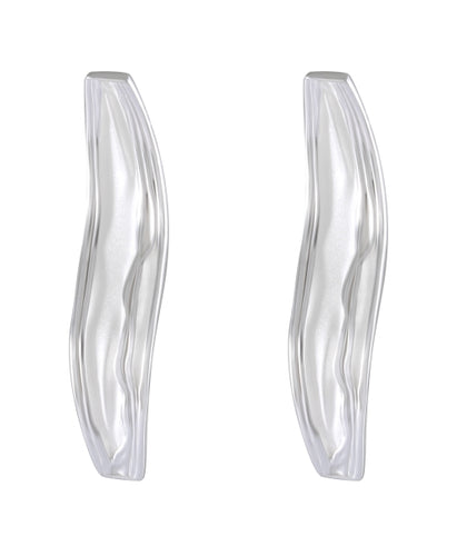 Contemporary Sandblasted Sterling Silver Wave Earrings - Model 1254-001