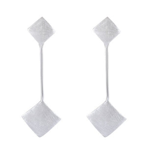 Sleek Sandblasted Silver Dangle Earrings - Model 1254-004