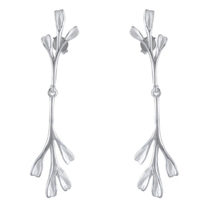 Floral Elegance Sterling Silver Dangle Earrings - Model 1254-005