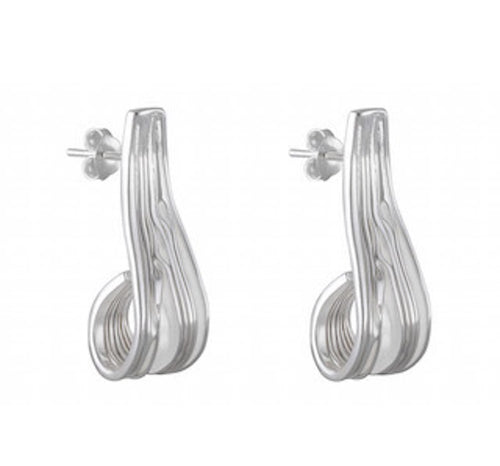 Abstract Swirl Sandblasted Silver Stud Earrings - Model 1254-006