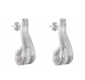 Abstract Swirl Sandblasted Silver Stud Earrings - Model 1254-006