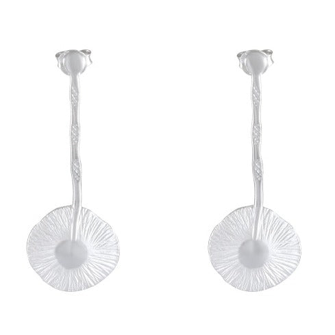 Radiant Sunburst Sandblasted Silver Drop Earrings - Model 1254-007