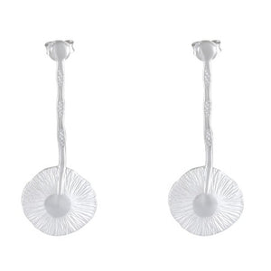 Radiant Sunburst Sandblasted Silver Drop Earrings - Model 1254-007