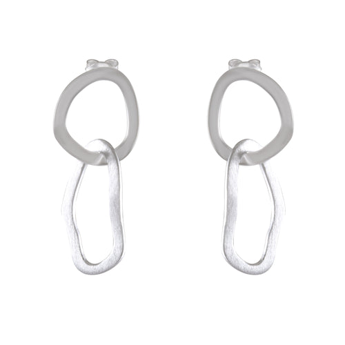 Contemporary Infinity Loop Sandblasted Silver Earrings - Model 1254-009