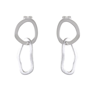 Contemporary Infinity Loop Sandblasted Silver Earrings - Model 1254-009