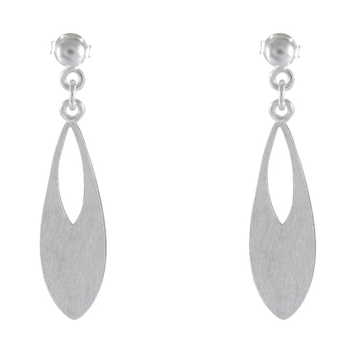 Sleek Sandblasted Teardrop Silver Earrings - Model 1254-010