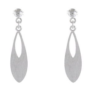 Sleek Sandblasted Teardrop Silver Earrings - Model 1254-010
