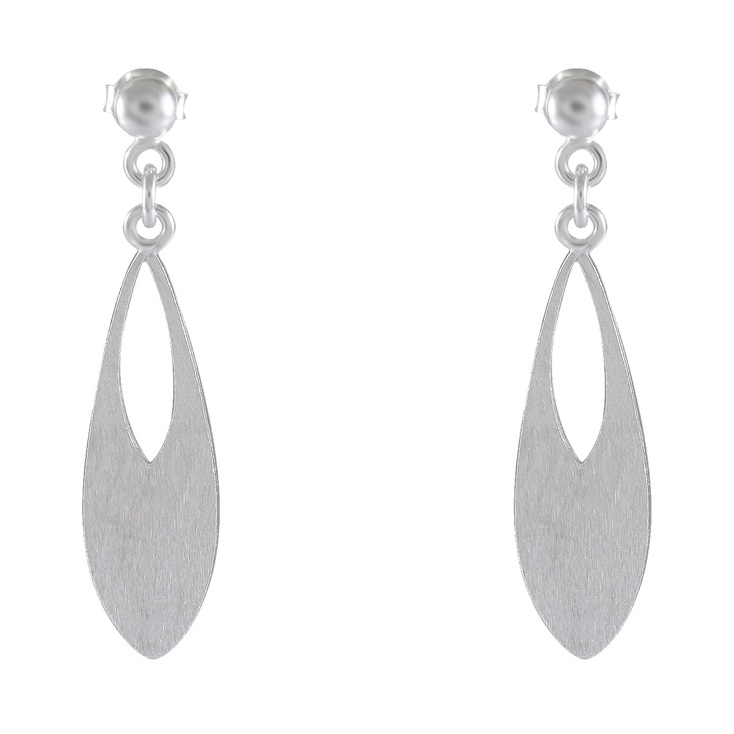 Sleek Sandblasted Teardrop Silver Earrings - Model 1254-010