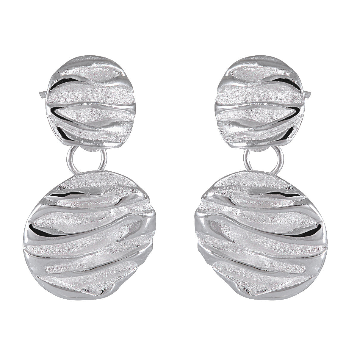 Abstract Grooved Sandblasted Silver Earrings - Model 1254-012