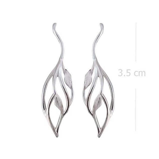 Organic Flame Sandblasted Sterling Silver Earrings - Model 1254-016