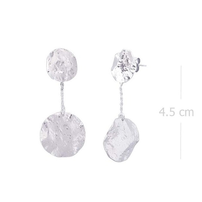 Artisan Hammered Sandblasted Silver Disc Earrings - Model 1254-019