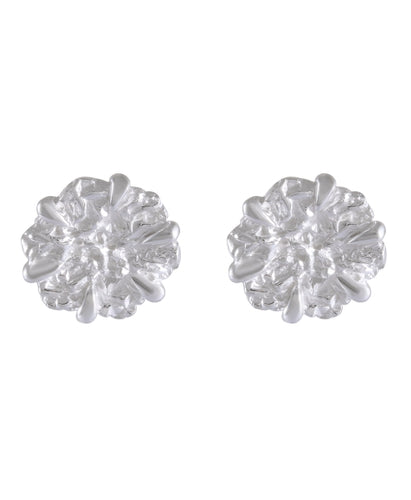 Textured Silver Stud Earrings with Uneven Surface - Model 1257-001