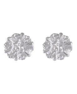 Textured Silver Stud Earrings with Uneven Surface - Model 1257-001