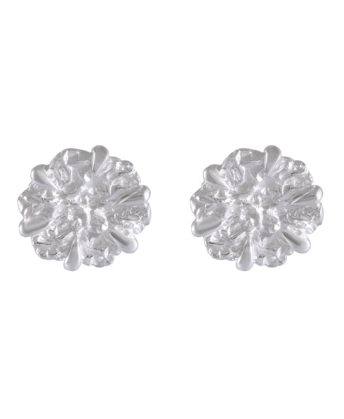Textured Silver Stud Earrings with Uneven Surface - Model 1257-001