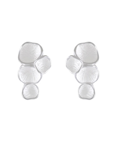 Organic Petal Cluster Sandblasted Silver Stud Earrings - Model 1257-002